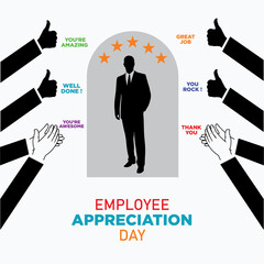 Employee Appreciation Day. First Friday in March. Holiday concept. Template for background, banner, card, poster.