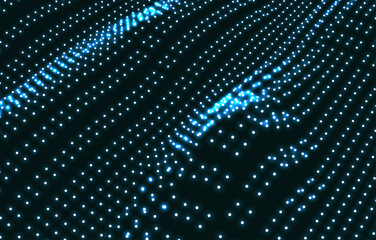 Obraz premium Array with Dynamic Particles. 3d Futuristic technology style. Abstract Background. .Texture. Glowing points. Vector Illustration.
