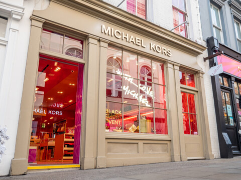 Michael Kors Store, Covent Garden, London. The shop front to the fashion designer store in the exclusive central London shopping district.