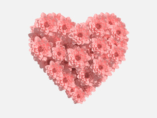 Fototapeta premium The heart-shaped flowers are isolated on white background.3d rendering.