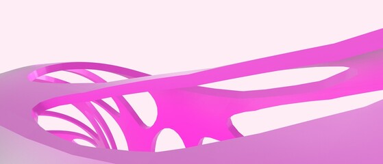 Abstract Background. technology Digital curve and Geometric Shape for banner with Origami Paper concept on Pink, Copy space, digital, banner, website -3d Rendering