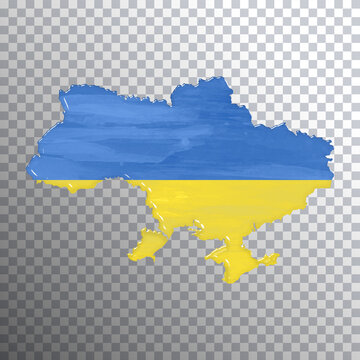 Ukraine flag and map, transparent background