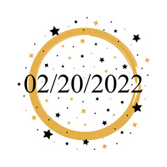 02/20/2022 American Date Vector With Gold And Black Stars	