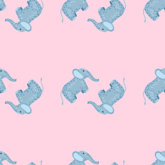 Elephant cute seamless pattern. Background with kids toy.