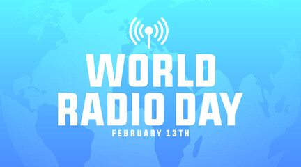 world radio day 13th february modern creative minimalist banner, sign, design concept, cover, social media post, template with radio icon and an abstract background. 