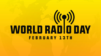 world radio day 13th february modern creative minimalist banner, sign, design concept, cover, social media post, template with radio icon and an abstract background. 