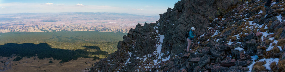 Woman hiking in mountains in mexico