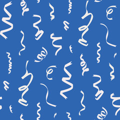 Fototapeta premium Seamless vector celebration pattern with confetti ribbons. Flying tinsel elements, serpentine streamers confetti falling party background.