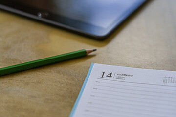 tablet and pen on the table