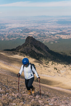 Woman hiking in mountains in mexico