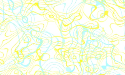 Rolgordijnen Abstract line drawing blue yellow colors pattern white background. © Mama pig