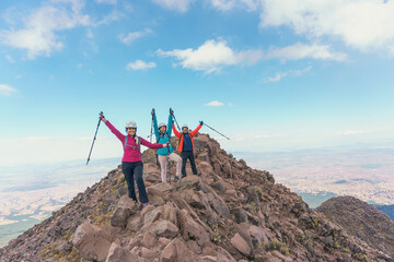 Tourist Group On Mountain Top