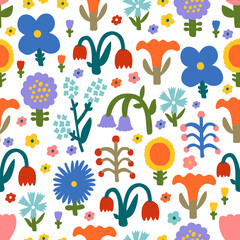 Cute floral seamless pattern with spring flower. Vintage flowers illustration. Template for fashion prints.