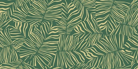 Rolgordijnen Tropische palm laat naadloze patroon. Exotische botanische textuur. Jungle blad naadloos behang. © smth.design