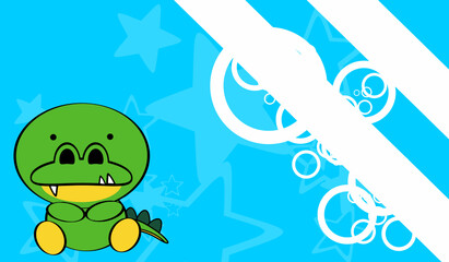 kawaii little baby crocodile character cartoon background iilustration in vector format