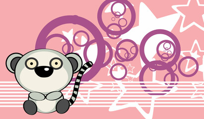 kawaii little baby lemur character cartoon background iilustration in vector format