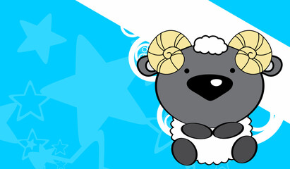 Naklejka premium kawaii little baby ram character cartoon background iilustration in vector format
