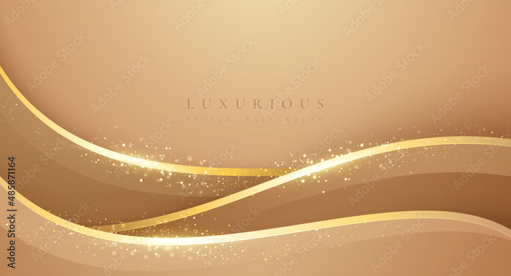 Wall mural abstract wavy gold background. luxurious gold vector background with blend of sparkling glitter.