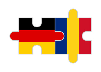 Obraz premium puzzle pieces of germany and romania flags. vector illustration isolated on white background