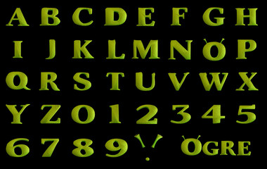 Green Ogre Alphabet - 3D illustration