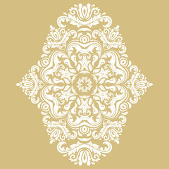 Oriental pattern with arabesques and floral elements. Traditional classic white ornament. Vintage pattern with arabesques