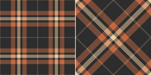 Plaid pattern in brown, orange, beige. Seamless simple diagonal dark tartan check illustration print for spring autumn winter flannel shirt, skirt, blanket, other modern fashion fabric design. - obrazy, fototapety, plakaty