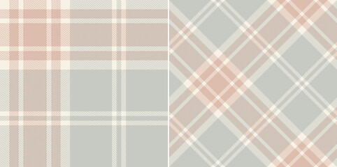Check plaid pattern print for scarf, blanket, duvet cover in soft pale cashmere grey, pink, beige. Seamless simple large plaid set for modern for spring summer autumn winter fashion textile design. - obrazy, fototapety, plakaty
