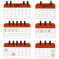 Planner icons set.Colored calendar sign.App device.Vector illustration.