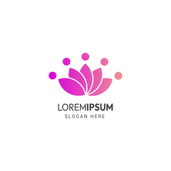 lotus with people logo design vector