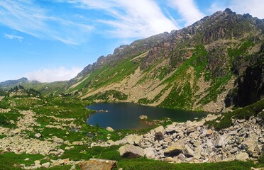Estagnol lake in Canillo (Andorra) - obrazy, fototapety, plakaty