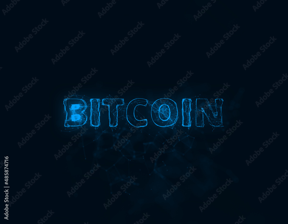 Fototapete Bitcoin title with plexus effect. Connected lines with dots. Lines title plexus