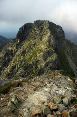 View of the Skrajny Granat peak. Part of the Orla Perc trail. High Tatras.