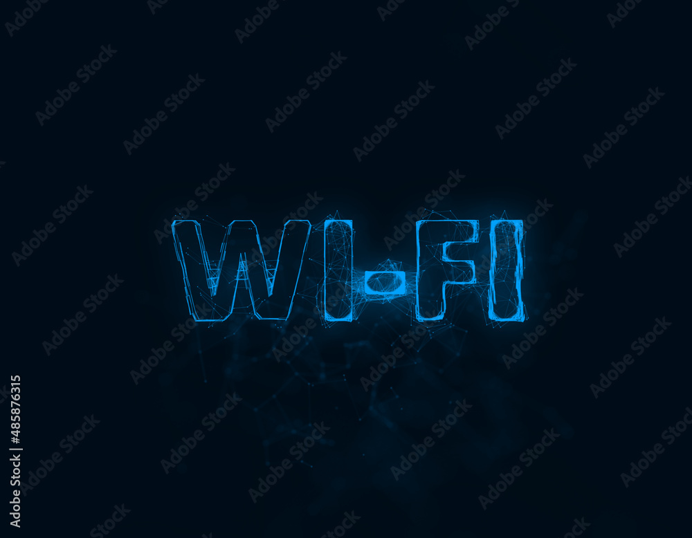 Fototapete Wi-Fi title with plexus effect. Connected lines with dots. Lines title plexus