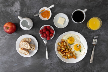 Fried Eggs and Has Brown Potatoes Breakfast