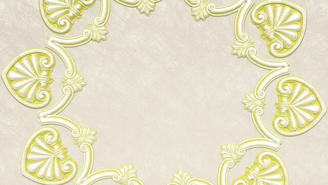 Decorative vintage antique floral baroque ornament, renaissance retro victorian elegant mandala, royal damask background, round rotating frame with copy space as circle, abstract ornate illustration