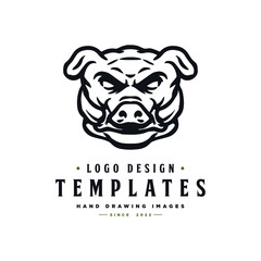 Boar logo inspiration, Pig logo vector.