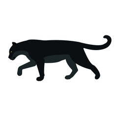 Vector flat black panther isolated on white background
