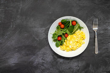 Scrambled Eggs and Green Salad