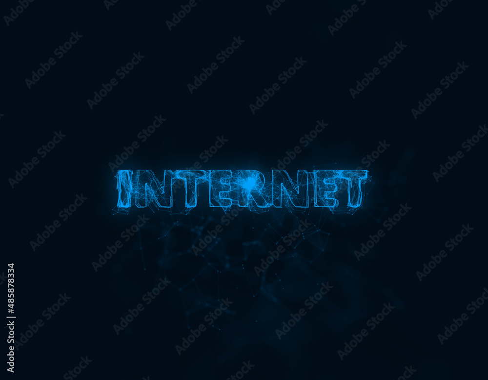 Poster Internet title with plexus effect. Connected lines with dots. Lines title plexus