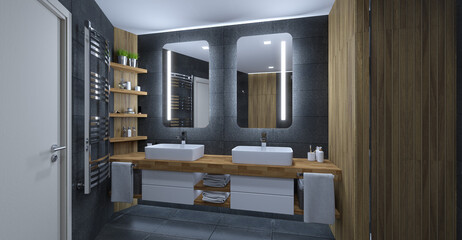 Modern bathroom design double sinks