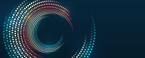 Big data visualization, spiral sign. A dynamic array of information. Data sorting process. Big data stream futuristic infographics. File structuring, machine learning.