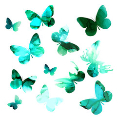 Set of watercolor butterflies. Vector illustration