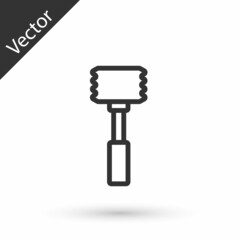 Grey line Kitchen hammer icon isolated on white background. Meat hammer. Vector
