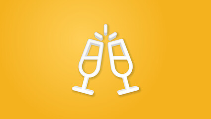 Champagne 3d line flat color icon. Realistic vector illustration. Pictogram isolated. Top view. Colorful transparent shadow design.