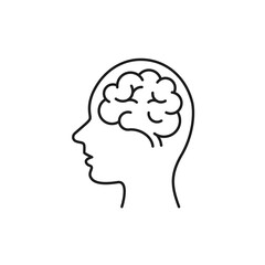 Human Head with brain icon. Vector line Isolated simple illustration