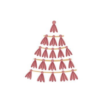 Boho christmas tree. Vector image for christmas, winter holiday.