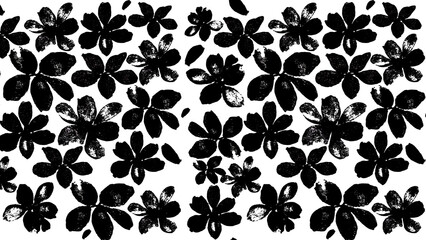 Watercolor Flower Pattern, black and white