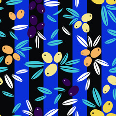 Colorful olive branch, food themed surface design