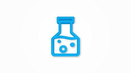 laboratory chemical beaker 3d line flat color icon. Realistic vector illustration. Pictogram isolated. Top view. Colorful transparent shadow design.