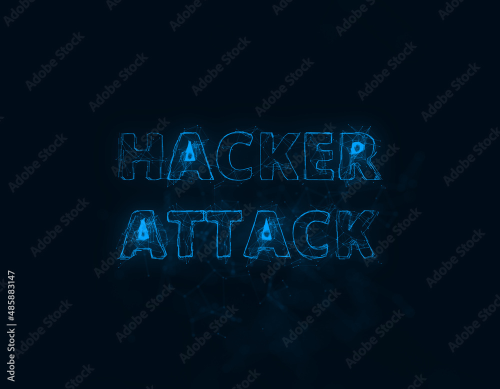Aufkleber Hacker Attack title with plexus effect. Connected lines with dots. Lines title plexus
